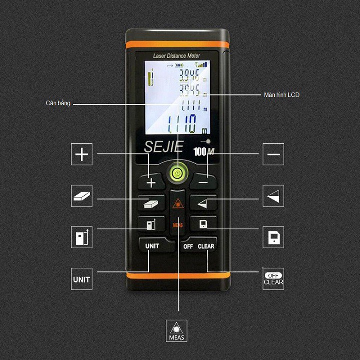 Thước đo laser SEJIE-SJM100:Thước đo khoảng cách bằng tia laser SEJIE phạm vi 100m (SJ-M100)