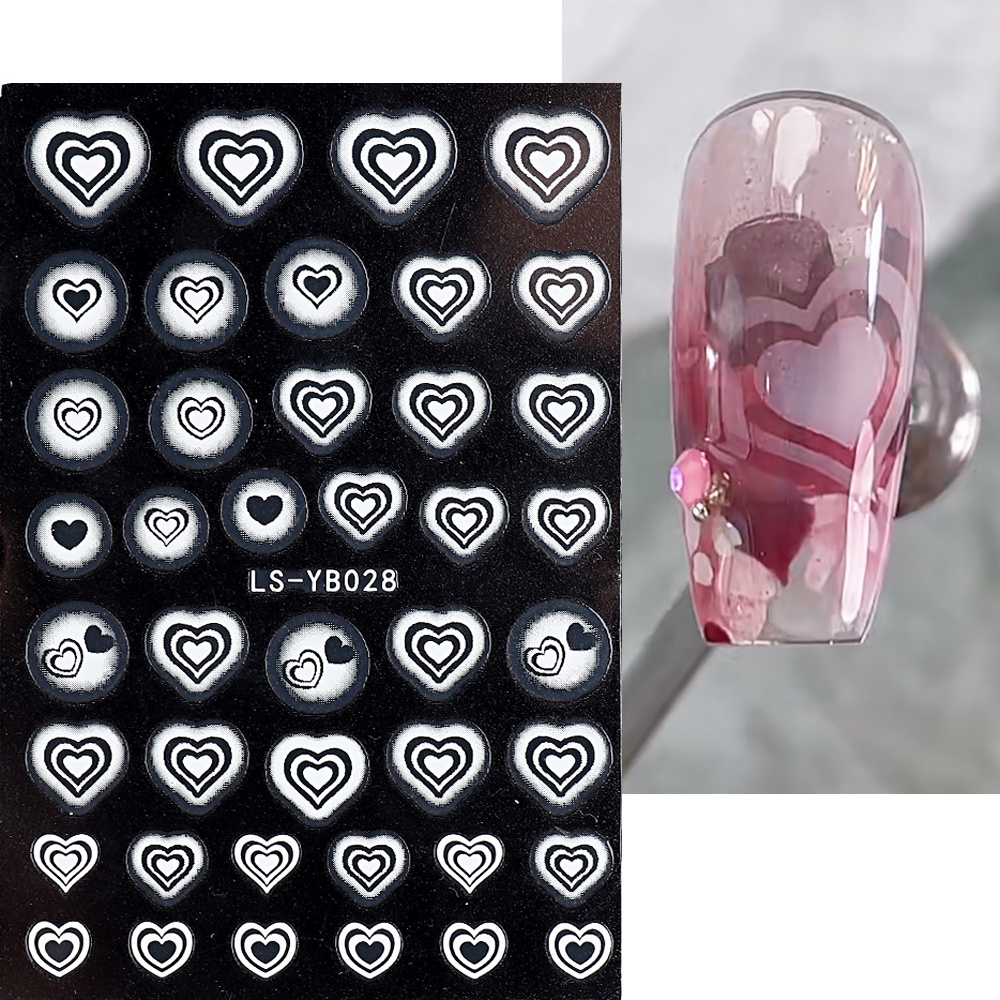 Miếng Dán Trang Trí Móng Tay 3D Hình Trái Tim Xinh Xắn