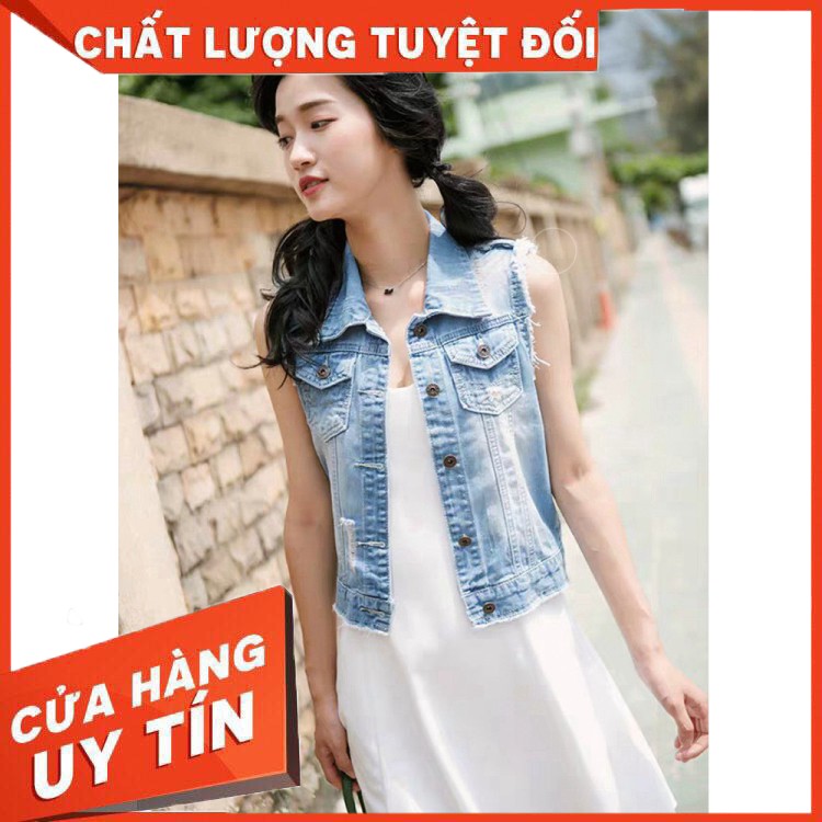 HÀNG CAO CẤP -  Áo Gile jean nữ Chollima tua lai AGL03  - Hàng Cao Cấp