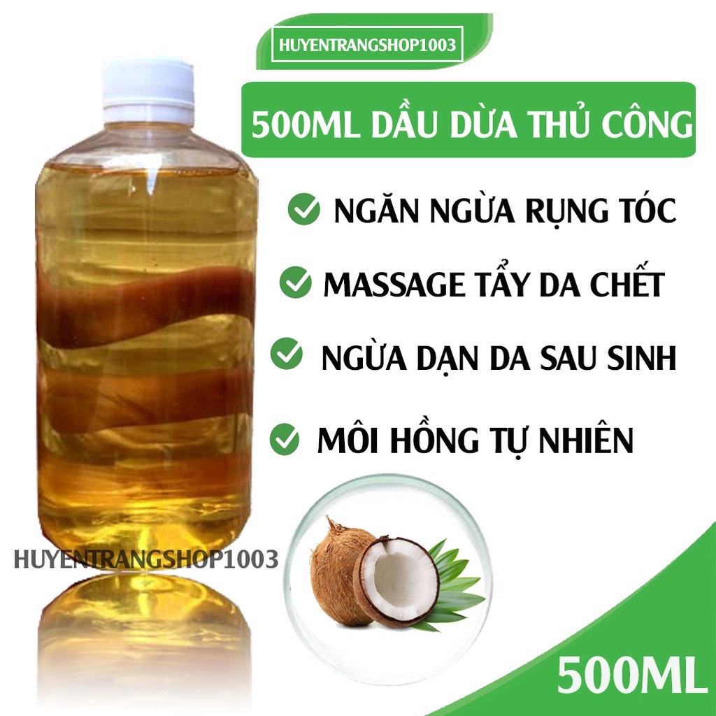 500ml dầu dừa nấu thủ công nguyên chất handmade MẸ NẤU- VÀNG ÓNG, THƠM LỪNG