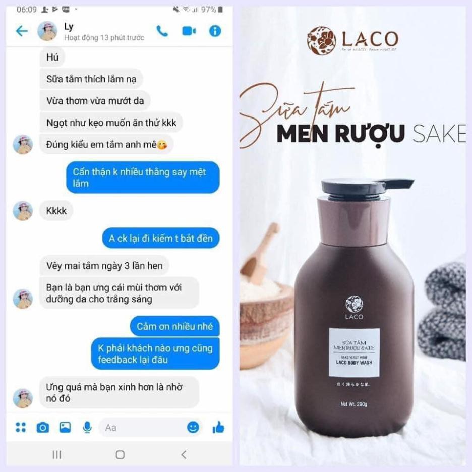 Sữa Tắm Trắng Da Sake LACO 300ml Cho Làn Da Sáng Mịn Màng, Sữa Tắm LACO | Linh Spa