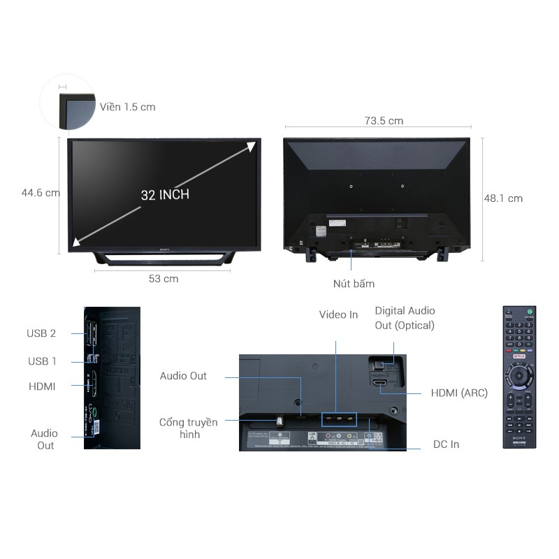 Tivi Sony 32 inch KDL-32W600D, HD Ready