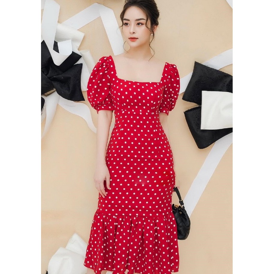 Váy chấm bi cổ điển sang trọng 2339 (kèm hình thật - CÓ BIG SIZE)