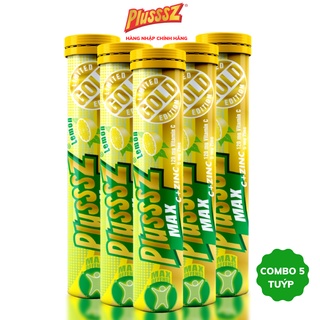 {COMBO5TUYP} Viên sủi tăng đề kháng Plusssz Max Vitamin C + ZinC vị Chanh không đường