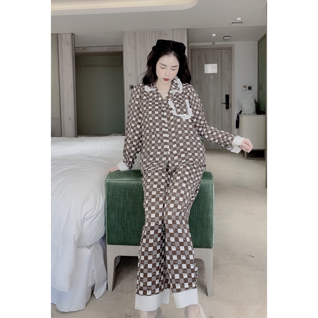 Đồ Bộ Pijama Nữ Lụa Mango Cao Cấp,Tay Dài Quần Dài,Mẫu Hot