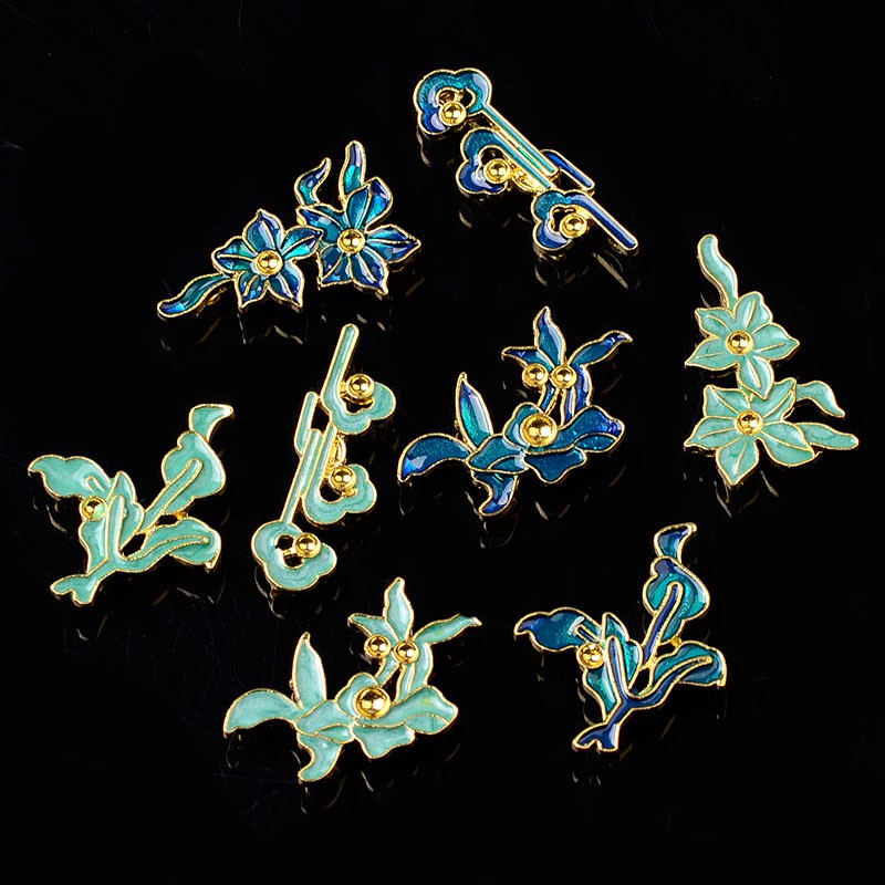 1 phiến đúc họa tiết charm kim loại tráng men - nguyên liệu làm trâm, làm trang sức