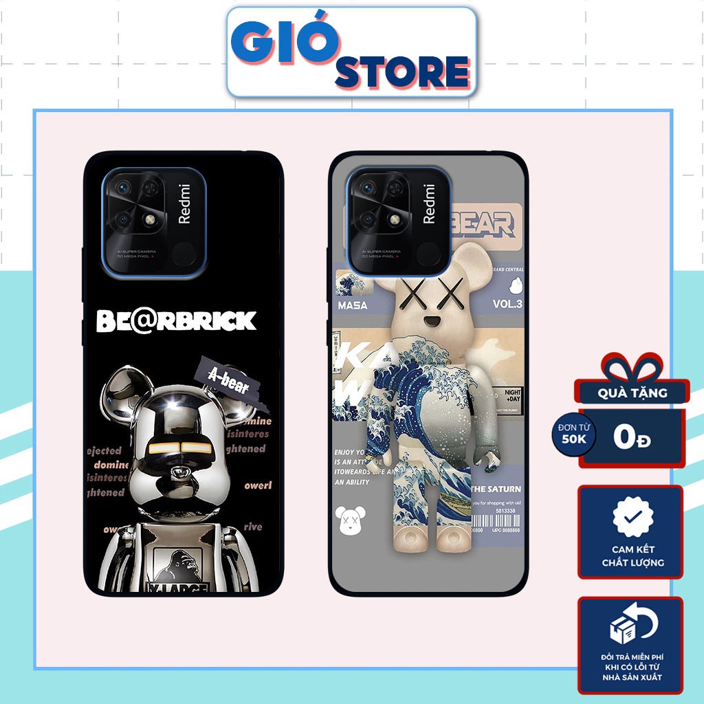 Ốp lưng XIAOMI REDMI 10C, ốp nhựa chống trầy,chống va đập hình gấu bear brick,kaws seeing bền đẹp