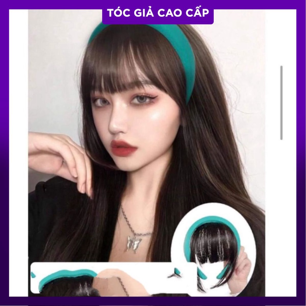 tóc mái giả đính cài xanh mới