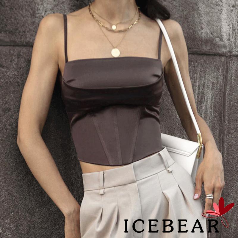 Áo Tank Top Cổ Vuông Không Tay Vạt Chéo Lưng Phong Cách Đường Phố Dành Cho Nữ