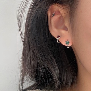 Bông tai tim đá màu S925