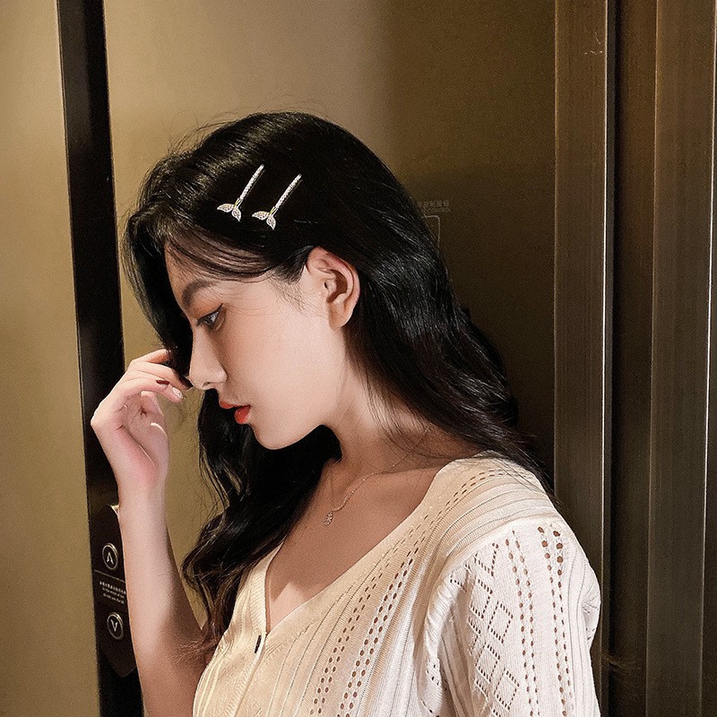 Kẹp tóc kiểu đuôi cá đính đá phong cách Hàn Quốc thời trang dành cho nữ