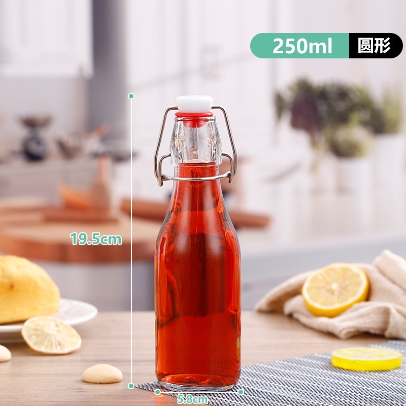 Chai Thuỷ Tinh Gọng Sắt Tròn 250ml/500ml/1000ml Chuyên Đựng Mật Ong_Củ Sâm_Nước Ép Hoa Quả.