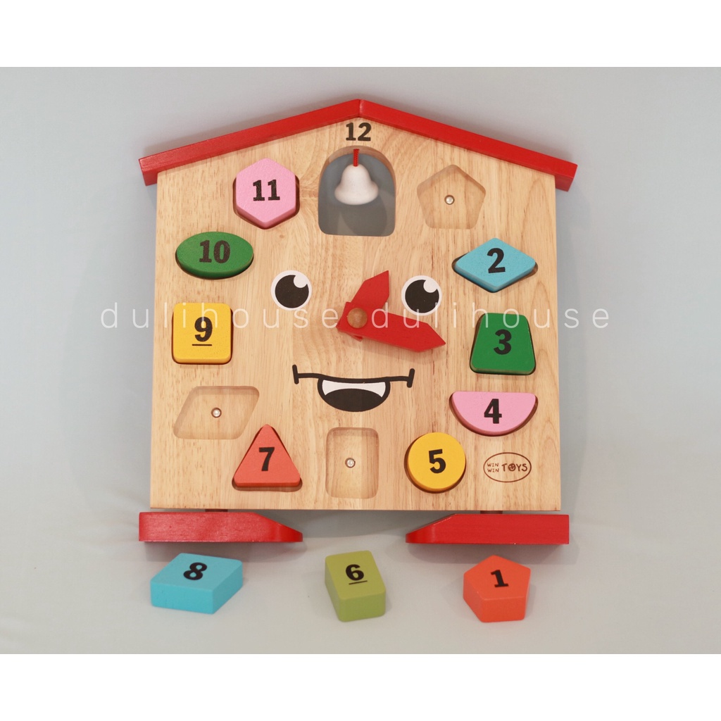 Đồ chơi gỗ đồng hồ Winwintoys Hỗ trợ bé nhận biết giờ giấc các số luyện đôi tay khéo léo của bé trong việc lắp ghép