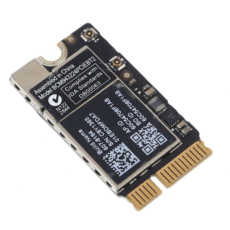 Card Mạng Bcm943224Pciebt2 300mbps 2.4 / 5g Wifi Bluetooth 4.0 Mini Cho Mac Os Macbook Air A1370 A1369 A1465