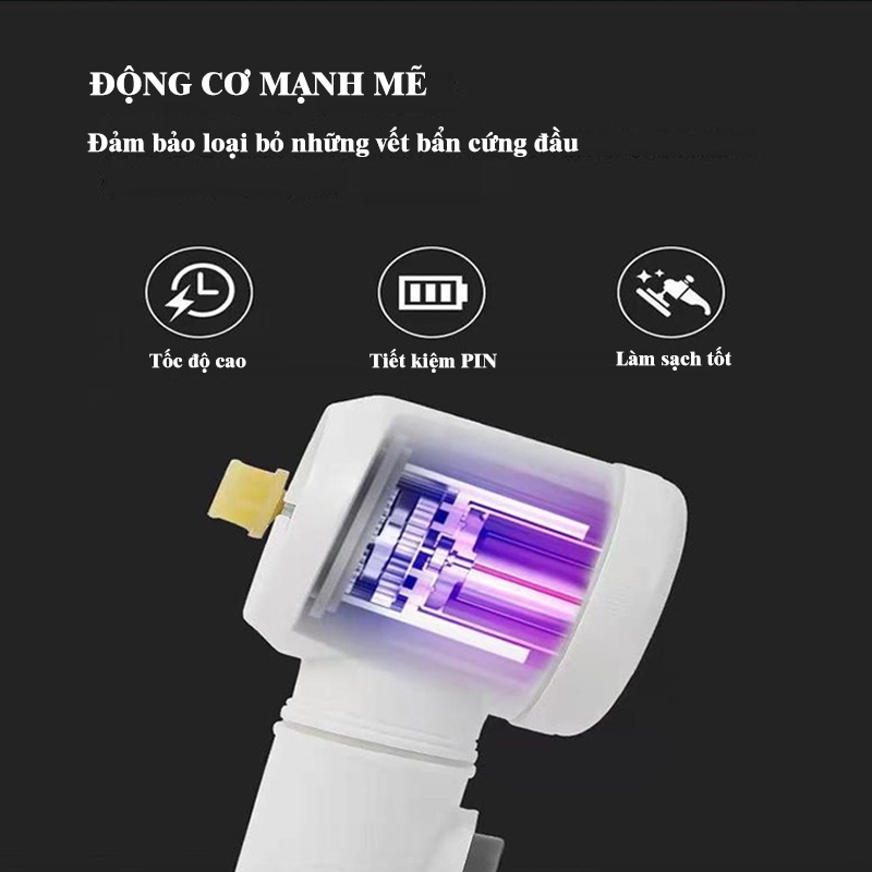 Máy cọ rửa cầm tay, sạc tích điện đa năng, rửa bác, cọ nồi, vệ sinh bếp,...nhỏ gọn tiện lợi