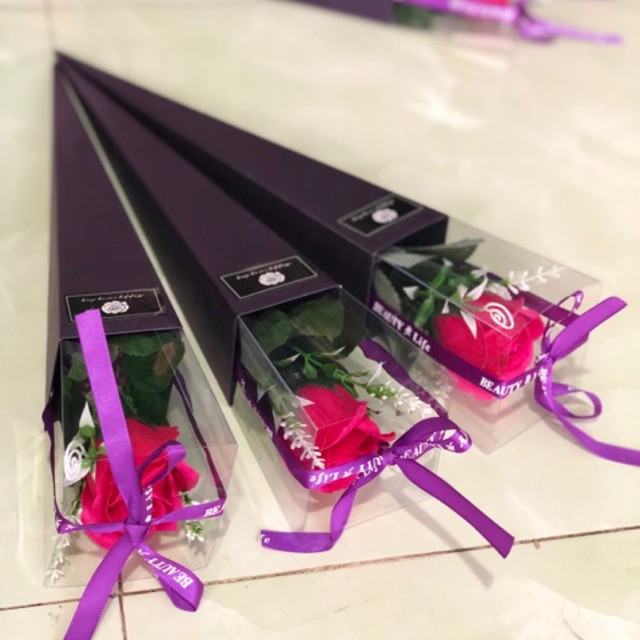 BÔNG HỒNG 🍎FREESHIP🍎Giảm 10K Khi Nhập  hộp mica đựng hoa sáp