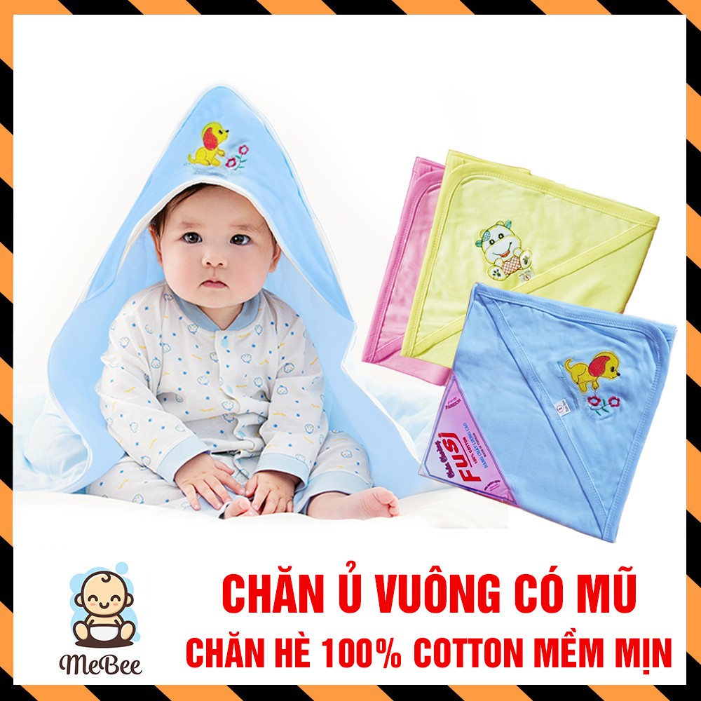 Chăn ủ hè sơ sinh có mũ Fusi cho bé