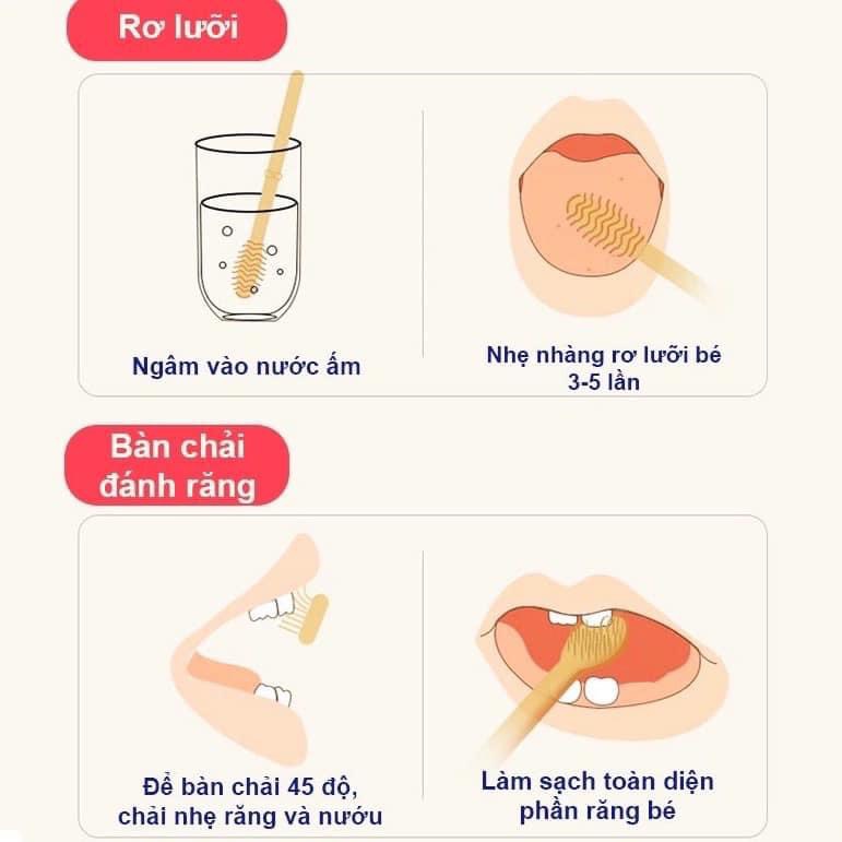 Set bàn chải silicon cho bé, Rơ lưỡi cho bé siêu mềm mại an toàn cho bé 0-18 tháng