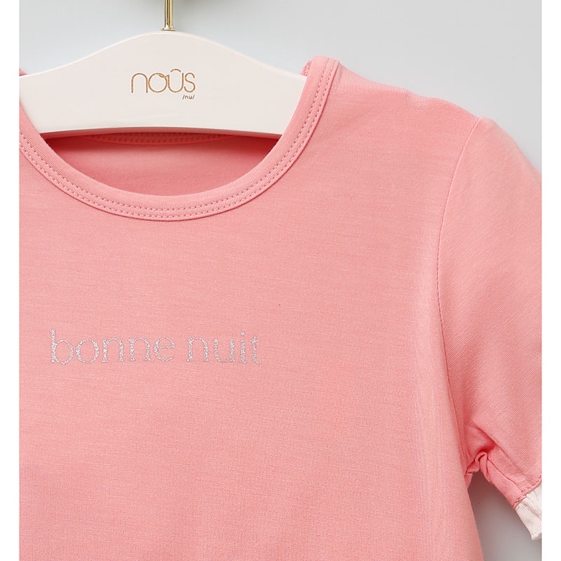 Bộ Quần Áo Cộc Tay Lửng Nous Họa Tiết Trái Tim Bé Gái - Chất Liệu Nu Doux Mềm Nhẹ (Size Từ 2-3 Tuổi Đến 5-6 Tuổi)