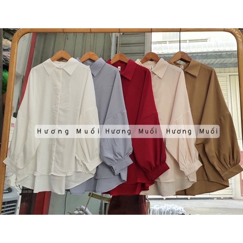 Áo sơ mi lụa đũi nhật tay đèn lồng - ảnh thật