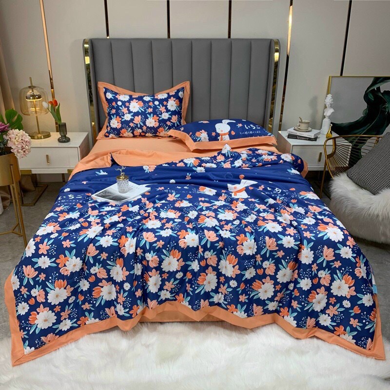 Set Chăn Ga Gối Hè Cotton Lụa Thái