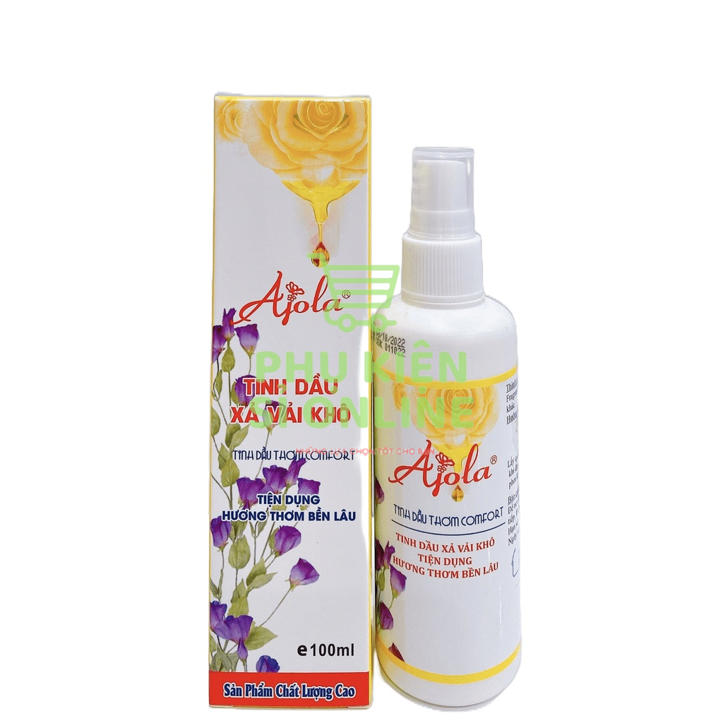 Tinh dầu xã vải khô Ajola mang hương ban mai Comfort suốt cả ngày 100ml, an toàn và tiện dụng cho mọi nhà
