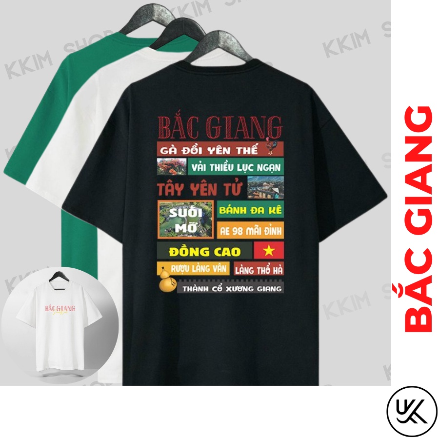 Áo thun tay lỡ BẮC GIANG, Áo phông 63 tỉnh thành Form rộng oversize, chất liệu Cotton KKIMSHOP