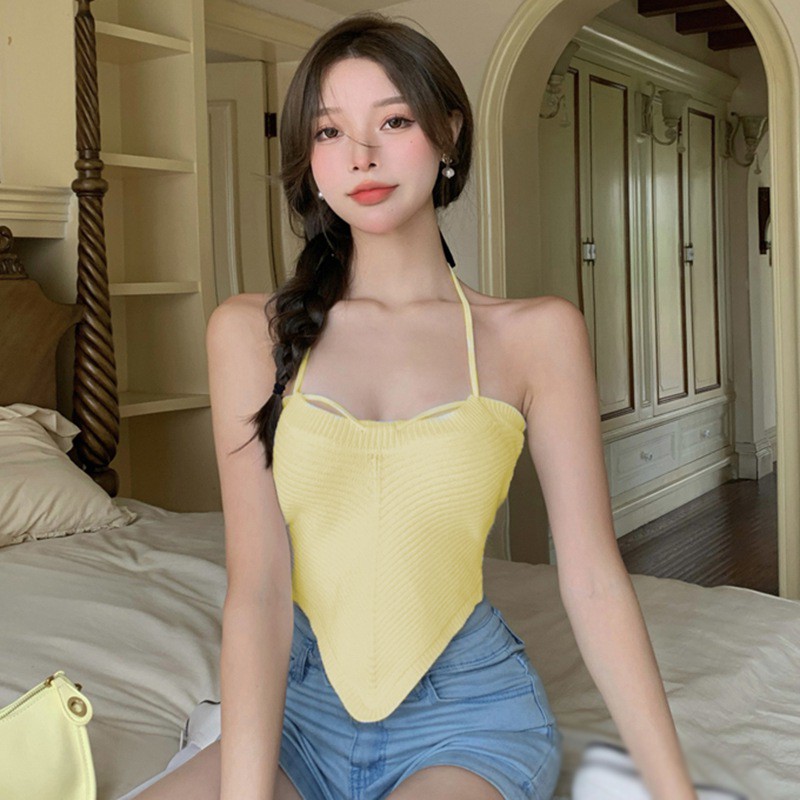 Áo Hai Dây Dệt Kim Màu Sắc Đơn Giản Thời Trang Mùa Hè Cho Nữ | BigBuy360 - bigbuy360.vn