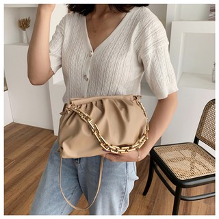 Túi Da Pu Mini Phối Dây Xích Đeo Chéo Sành Điệu Cho Nữ