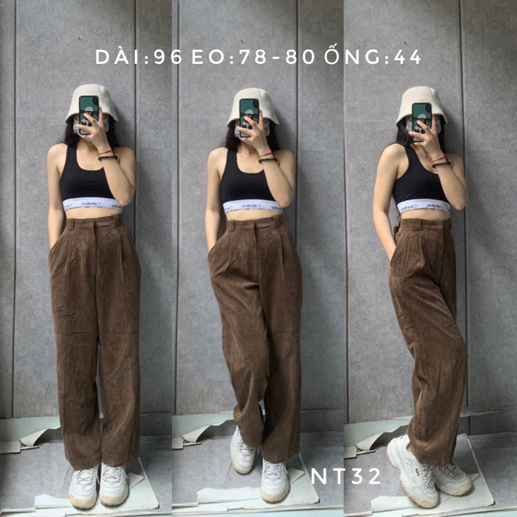 Quần nhung tăm 2hand unisex nam nữ