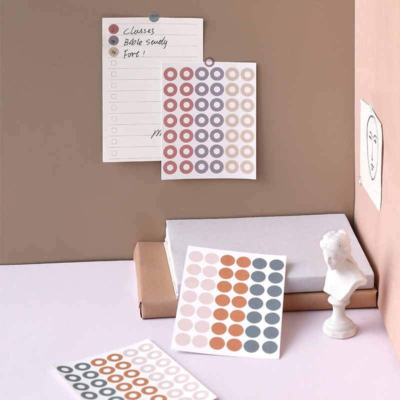 S27 - Set 2 tờ dot sticker washi chấm tròn Note For trang trí sổ bullet journal, junk journal, tường nhà - Cây Sồi Già