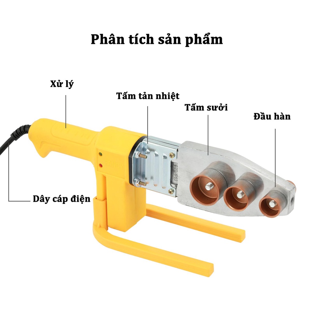 Máy hàn ống nhiệt máy hàn nhiệt ống nước,PB/PP/PE/PPR 20-63mm,6 lỗ hàn,công suất 1000w làm nóng cực nhanh 6 đầu