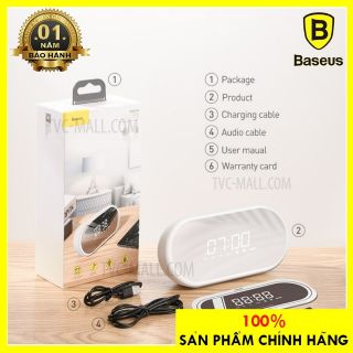 Loa bluetooth Baseus Encok E09 có thể chơi nhạc qua WIFI động tích hợp đồng hồ báo thức 5.0