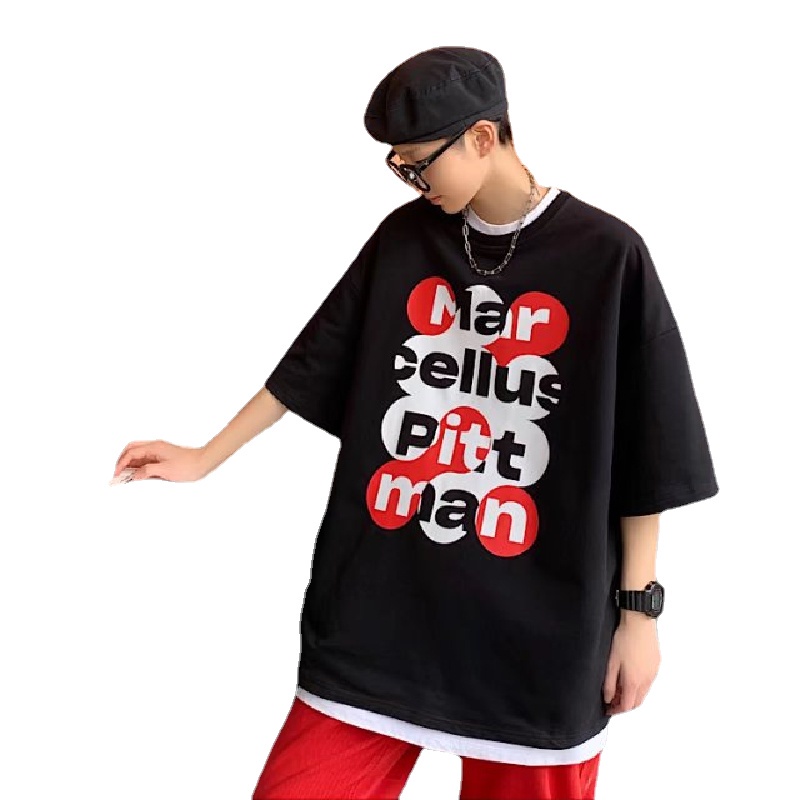 Áo Thun Tay Ngắn Dáng Rộng In Chữ Phong Cách Hàn Quốc Thời Trang Mùa Hè Cho Nam Và Nữ size M-5XL