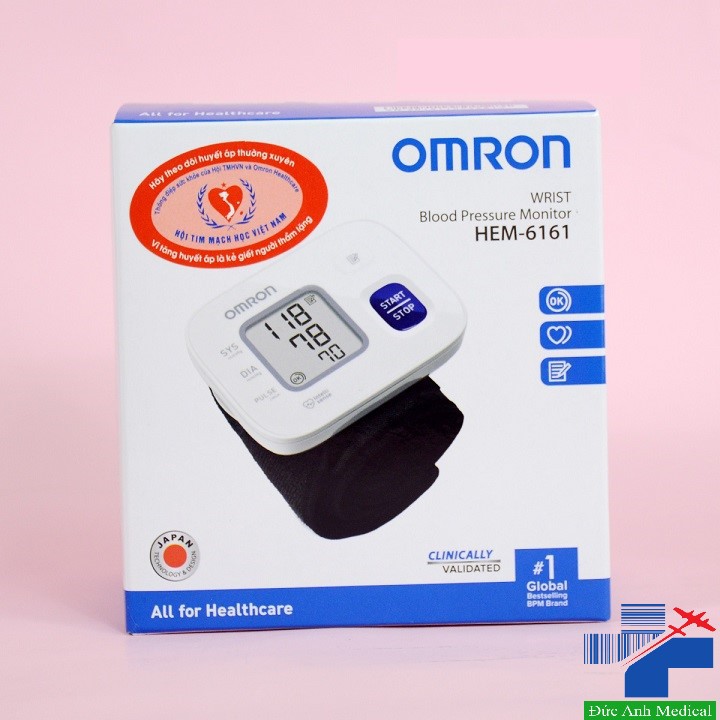 Máy đo huyết áp cổ tay Omron Hem-6161 thế hệ mới 2018