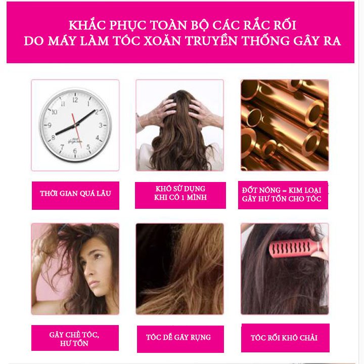 Máy uốn tóc xoăn tự động không dây sạc pin tích hợp chức năng pin dự phòng trục 25mm