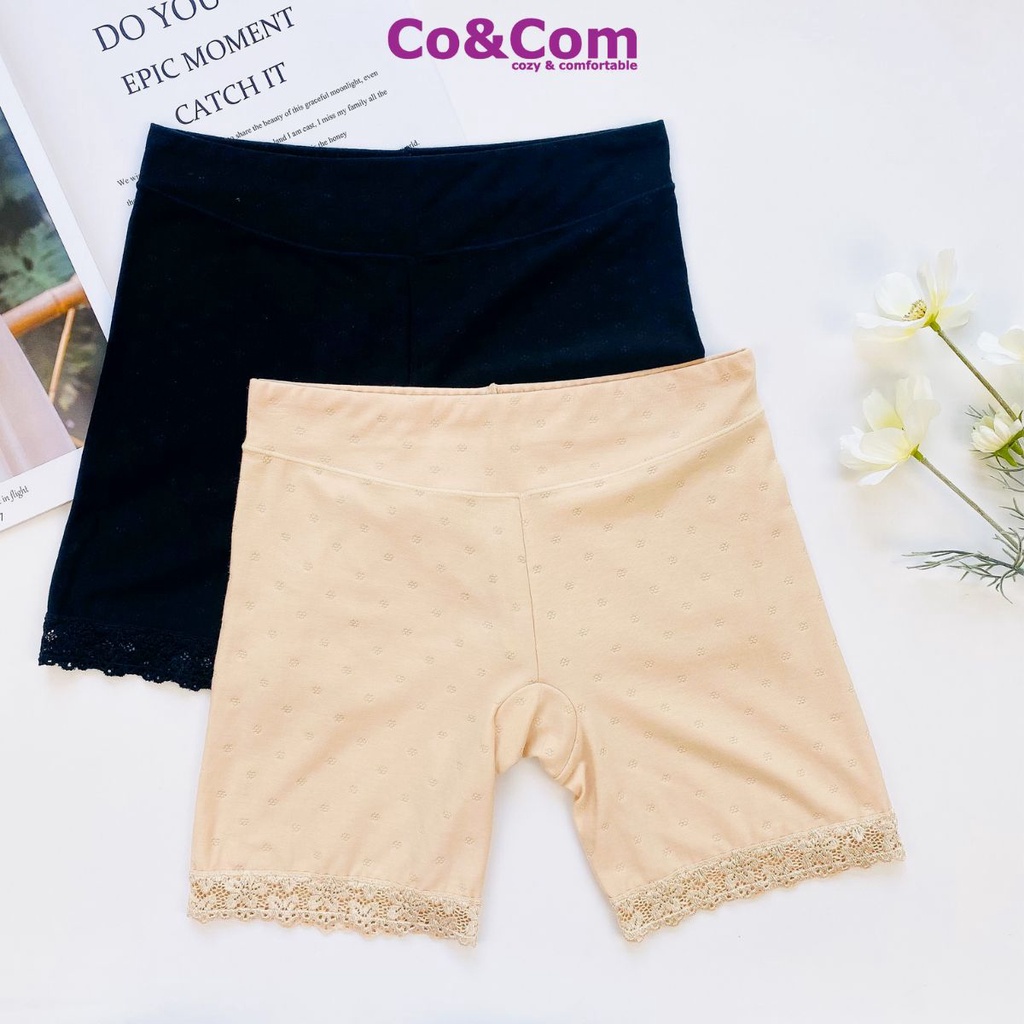 Quần Váy Nữ Dáng Đùi Chất Cotton Thông Hơi Phối Ren Cao Cấp Co&amp;Com QV5164 Co Giãn, Nâng Mông Nhẹ