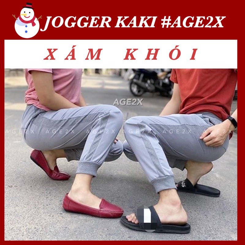 QUẦN JOGGER KAKI NAM PHỐI SỌC BO GÂN LƯNG BO THUN CO GIÃN CAO CẤP AGE2X - cao thủ hàng hiệu giá bình dân