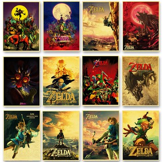 Tấm poster treo tường giấy kraft game The Legend Of Zelda phong cách retro dành cho trang trí