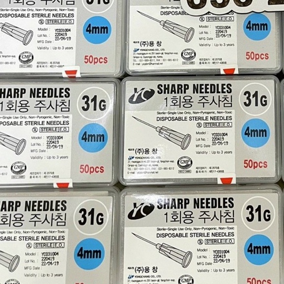 Lẻ 1 Đầu kim tiêm meso Sharp 27G 30G 31G 32G 33G 34G đủ size 4mm 6mm 8mm 13mm Hàn Quốc cấy prp căng bóng da cấy tế bào g