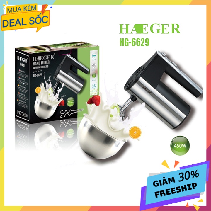 Máy đánh trứng, trộn bột cầm tay HAEGER 450W Siêu mạnh