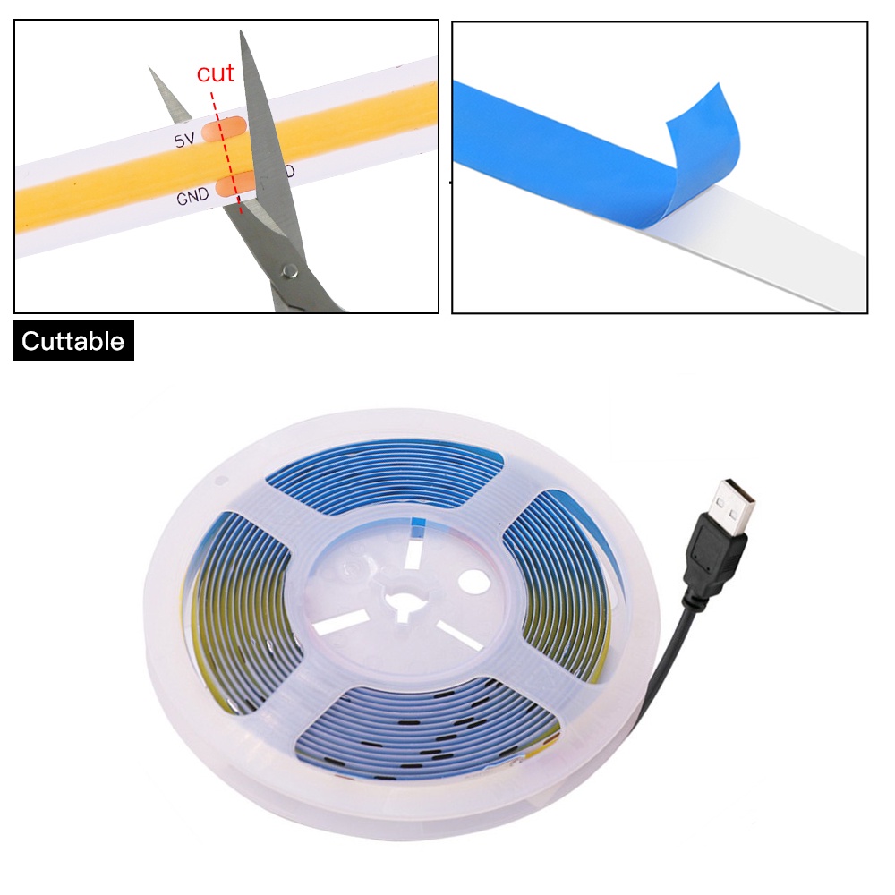Dc Cuộn Dây Đèn led cob 5v ra 90 Ánh Sáng Trắng