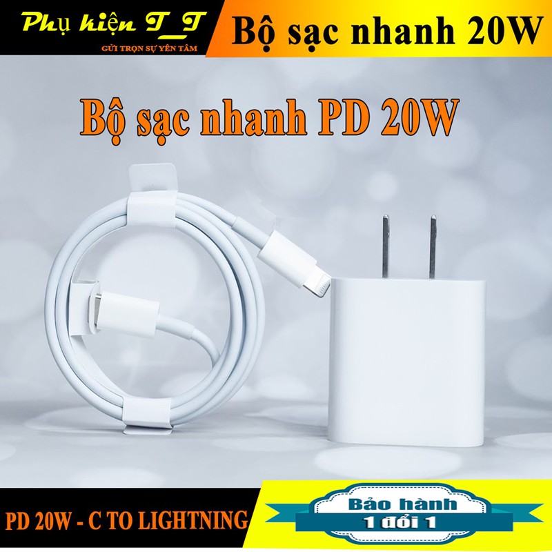 [ Bộ sạc nhanh iphone 20W ] + Công nghệ PD Sử dụng cho 8/8P/X/Xs/Xs Max/11/11Pro/11 Pro Max/12/12 Pro Bảo hành 12 Tháng