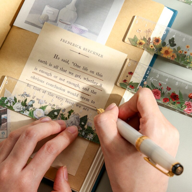 Thước Kẻ Đa Năng 15cm Bằng Acrylic Hình Hoa Dễ Thương Cho Học Sinh