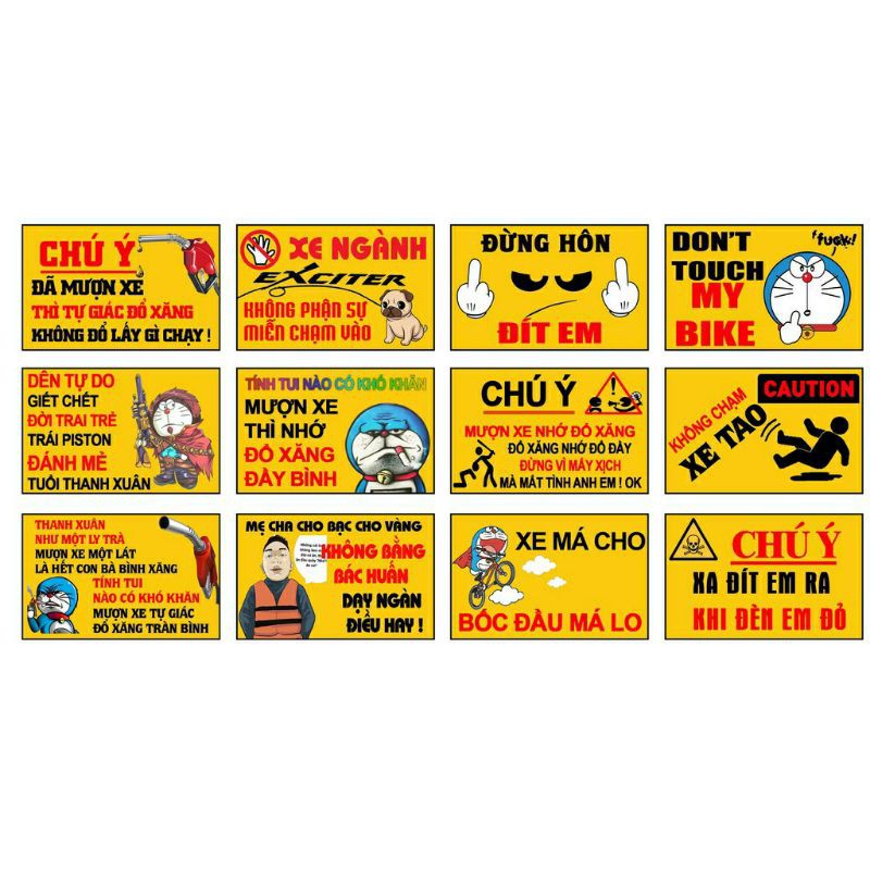 Bộ tem dán cảnh báo 24 tấm. decal chống nước