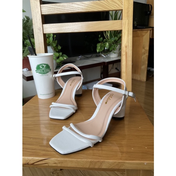 ( Hình Thật ) Giày Dép Sandal Gót Trụ 5P, Da Mờ, Mũi vuông - Hàng Cao Cấp - Full Size 34-40