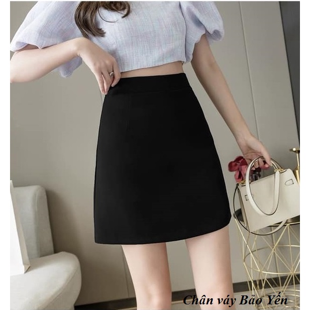 Chân váy ngắn chữ A cạp 3.5cm màu đen có quần trong( sẵn size) - M30B