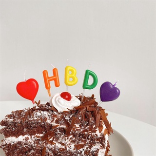 Set Nến Sinh Nhật, Phụ Kiện Trang Trí Bánh Trái Tim HBD