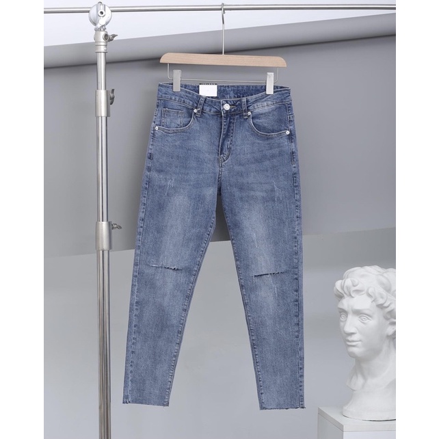 QUẦN JEANS SKINNY CO DÃN XANH TRƠN RÁCH GỐI (hình chụp thật) | BigBuy360 - bigbuy360.vn