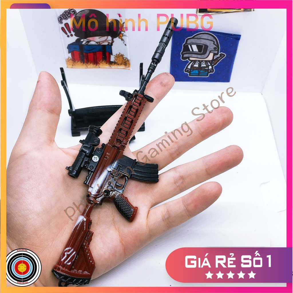 Mô hình súng pubg kim loại lắp ráp M416 skin Red Lifelong dài 20cm mô phỏng giống thật trong game
